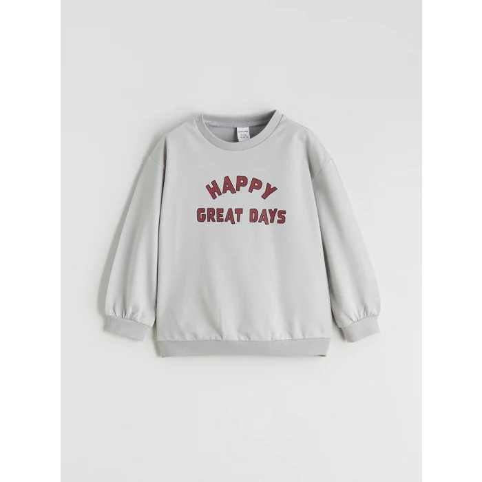 LCW baby Gri Baskılı Erkek Bebek Sweatshirt