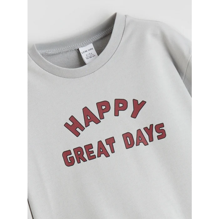 LCW baby Gri Baskılı Erkek Bebek Sweatshirt