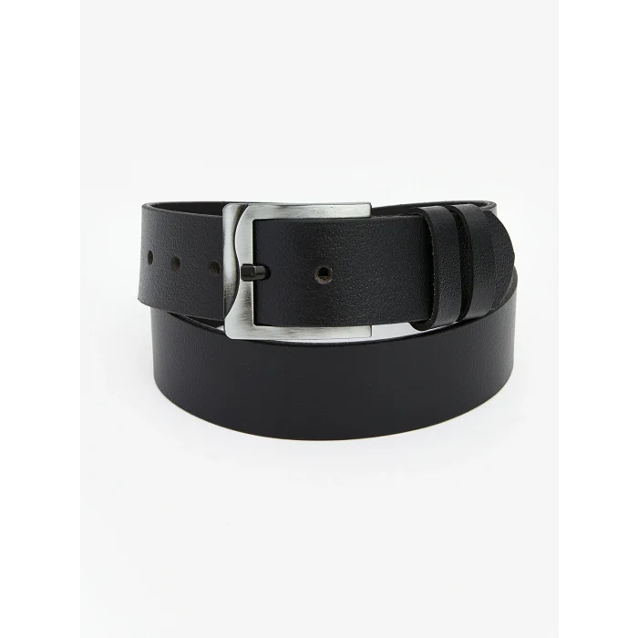 LCW ACCESSORIES Siyah Deri Görünümlü Erkek Kemer