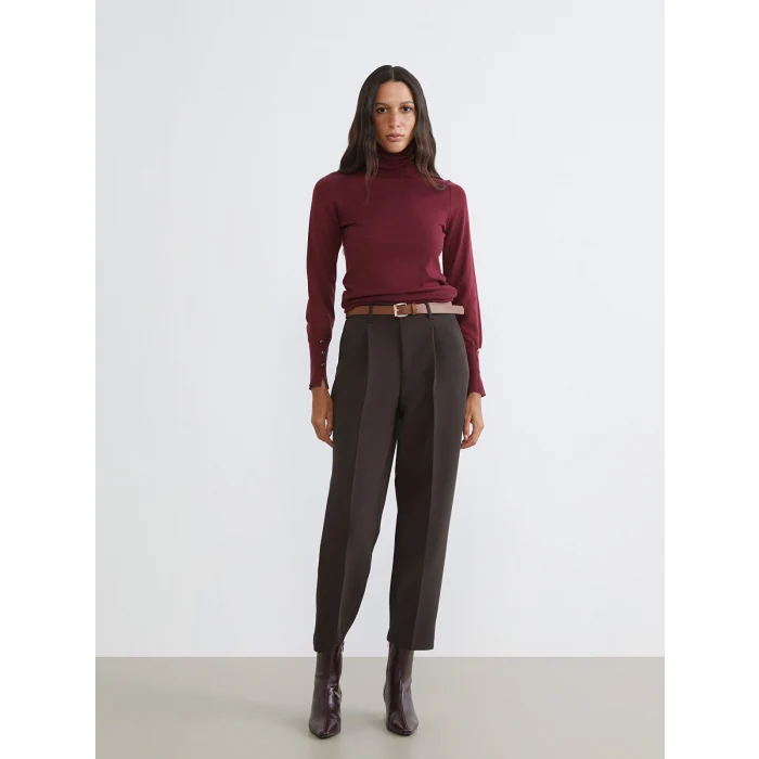 LCW Vision Bordo Balıkçı Yaka Kadın Triko Kazak