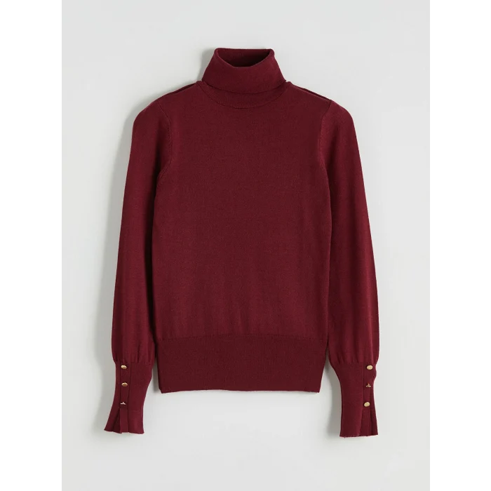 LCW Vision Bordo Balıkçı Yaka Kadın Triko Kazak