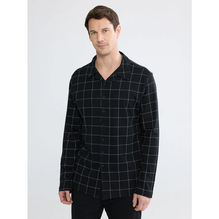 LC WAIKIKI Siyah Standart Kalıp Ekose Erkek Pijama Takım