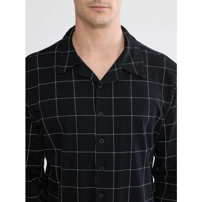 LC WAIKIKI Siyah Standart Kalıp Ekose Erkek Pijama Takım