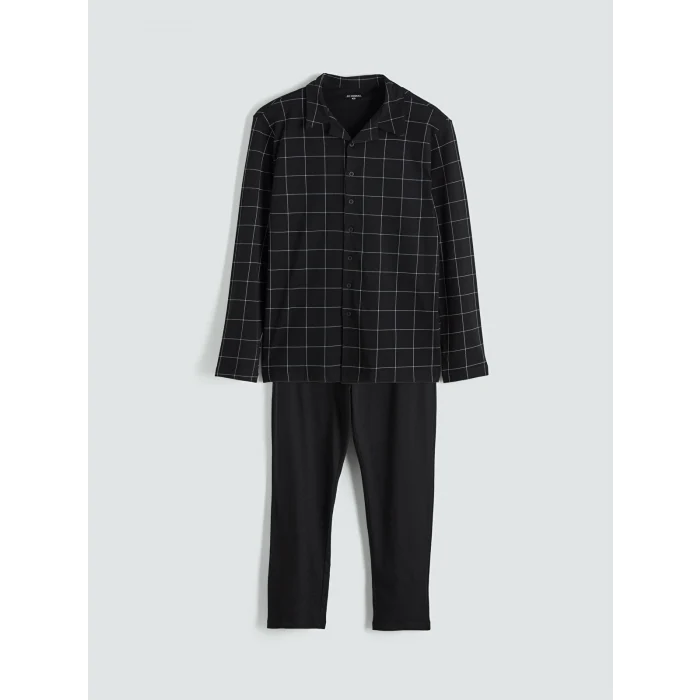 LC WAIKIKI Siyah Standart Kalıp Ekose Erkek Pijama Takım