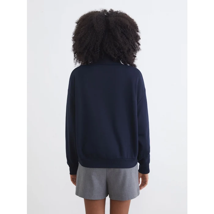 XSIDE Lacivert New Jersey Nakışlı Oversize Kadın Kalın Sweatshirt