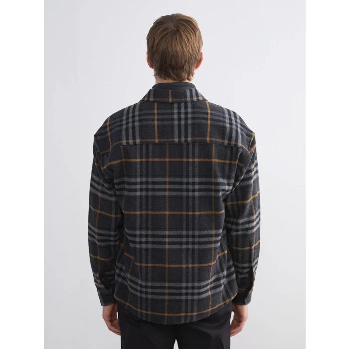 LCW Vision Antrasit Regular Fit Uzun Kollu Ekose Erkek Oduncu Gömlek