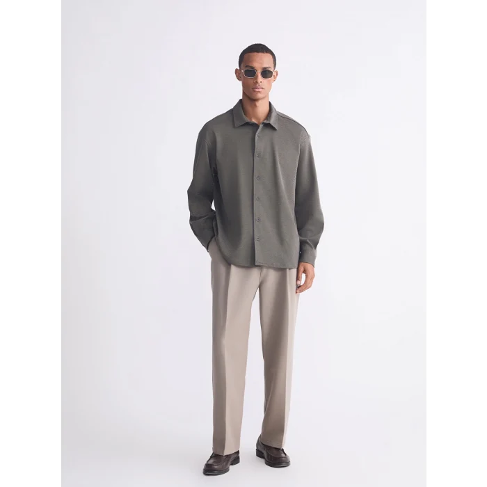 LCW Vision Haki Slim Fit Uzun Kollu Erkek Gömlek