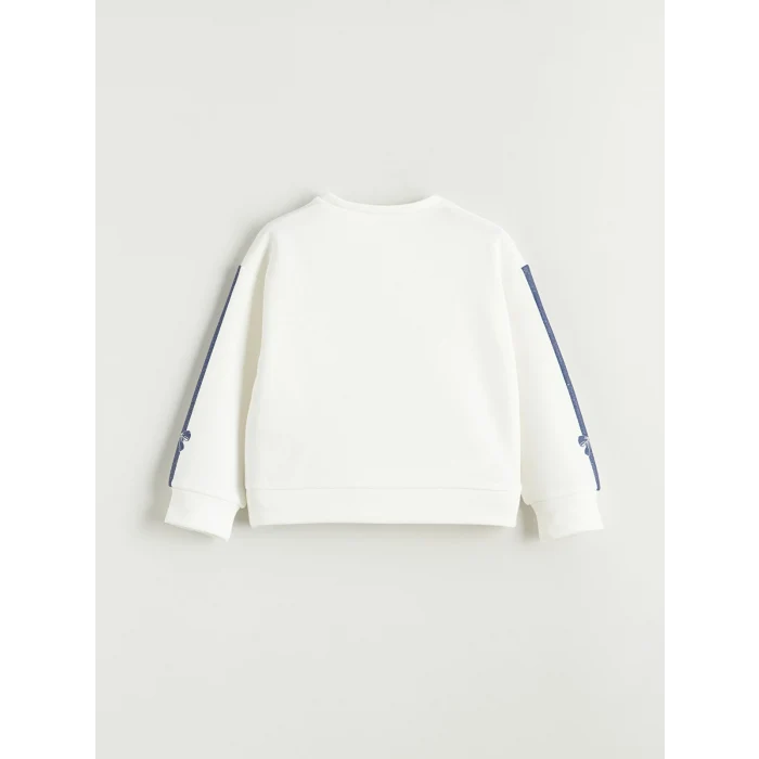 LCW Kids Ekru Bisiklet Yaka Baskılı Kız Çocuk Sweatshirt ve Tayt