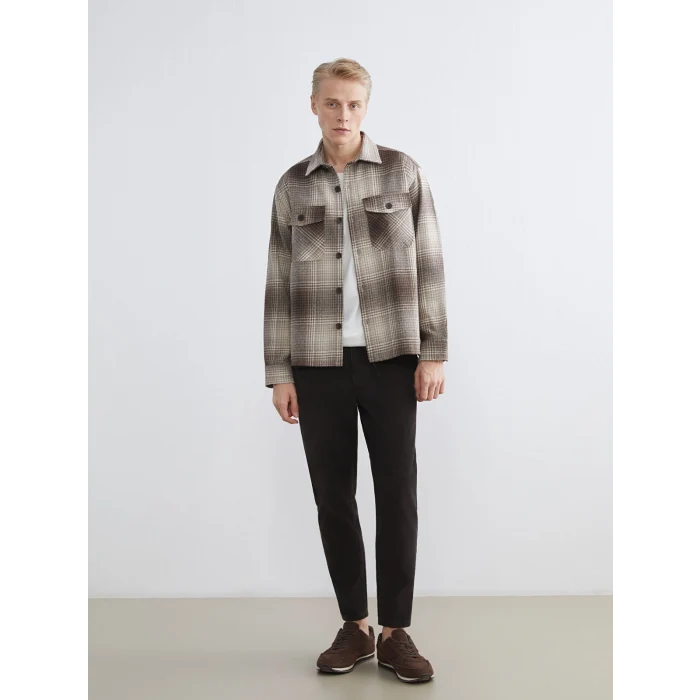 LCW Vision Kahverengi Regular Fit Ekose Erkek Oduncu Gömlek Ceket