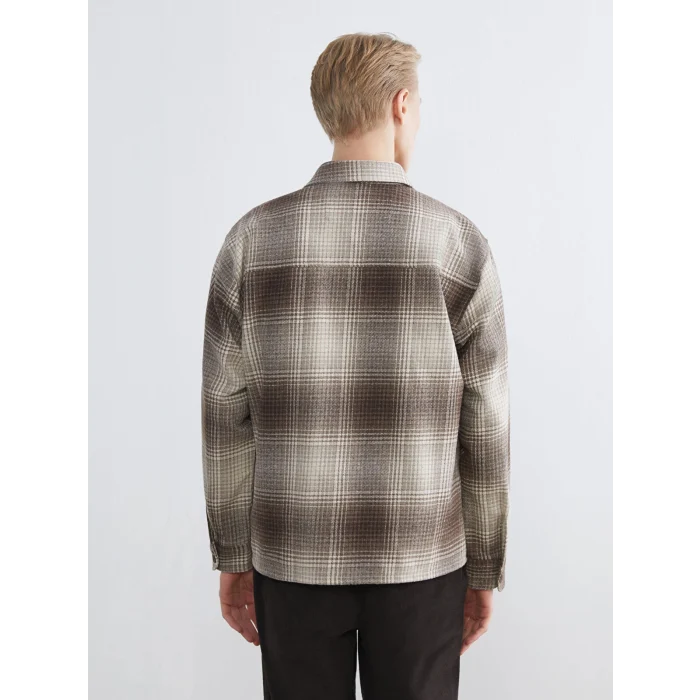 LCW Vision Kahverengi Regular Fit Ekose Erkek Oduncu Gömlek Ceket