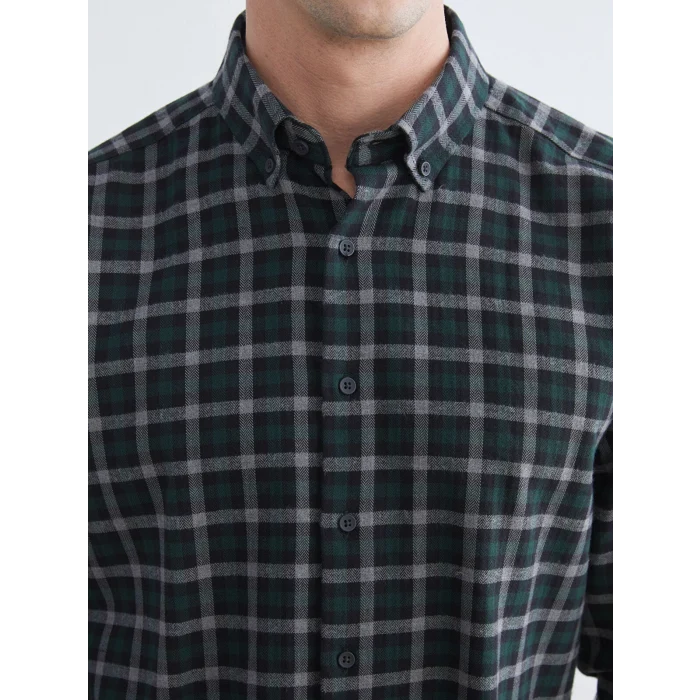 SOUTHBLUE Yeşil Regular Fit Ekose Erkek Oduncu Gömlek