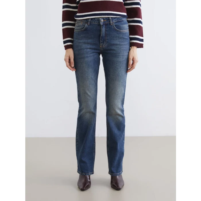 LCW Jeans İndigo Yüksek Bel Flare Kadın Jean Pantolon