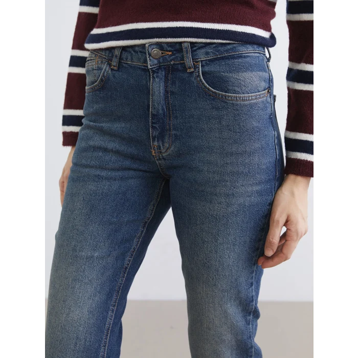 LCW Jeans İndigo Yüksek Bel Flare Kadın Jean Pantolon