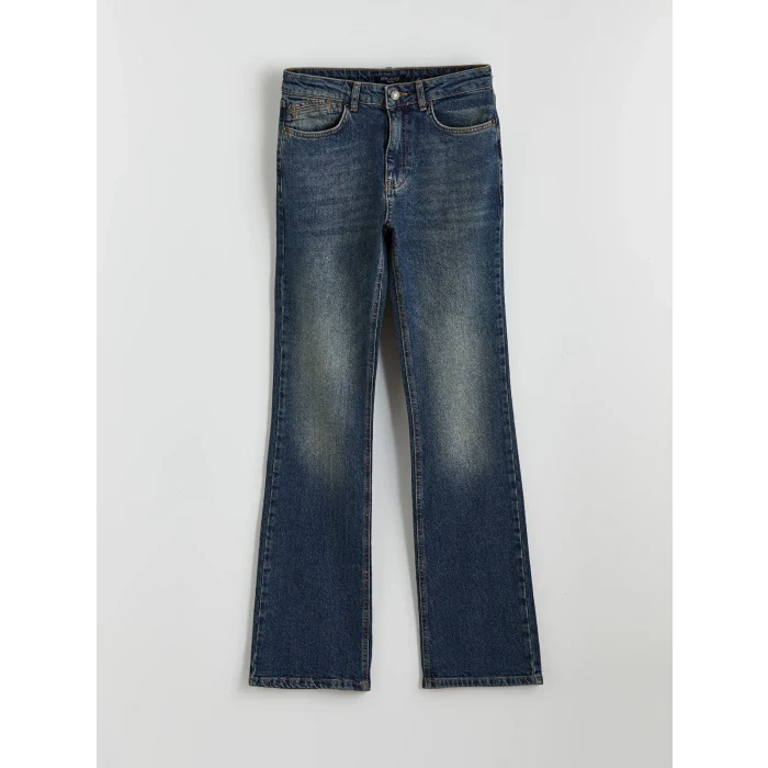 LCW Jeans İndigo Yüksek Bel Flare Kadın Jean Pantolon