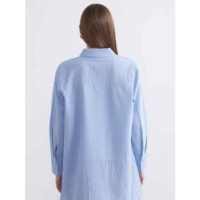 LCWAIKIKI Classic Mavi Çizgili Kadın Gömlek Tunik