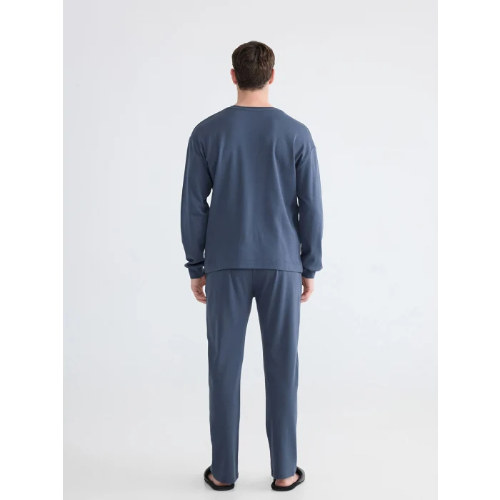 LC WAIKIKI Lacivert Standart Kalıp Erkek Baskılı Pijama Takım
