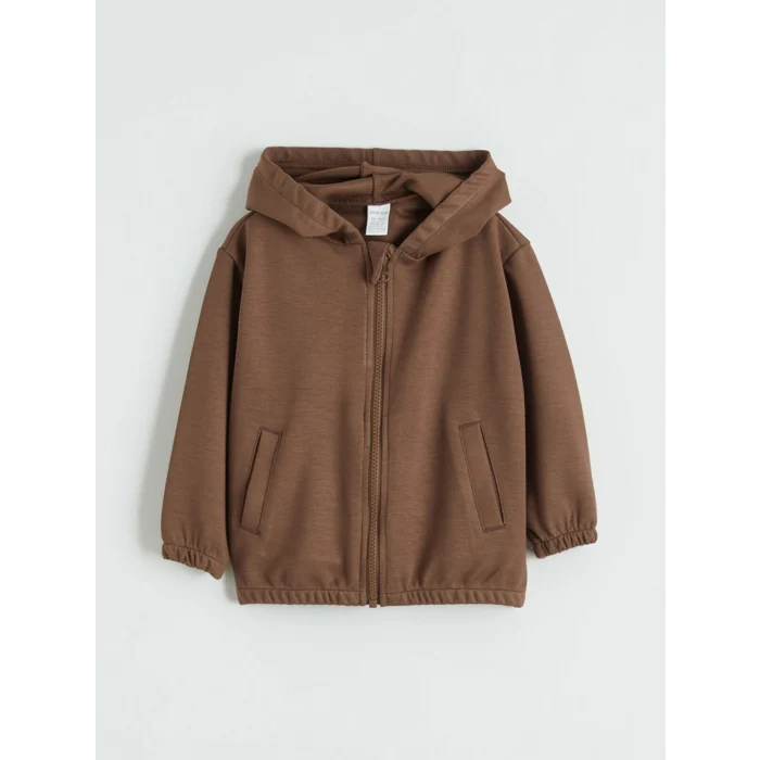 LCW baby Kahverengi Kapüşonlu Erkek Bebek Eşofman Takımı