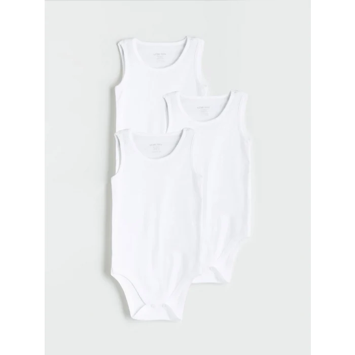 LCW baby Ekru Basic Kız Bebek Çıtçıtlı Body 3lü