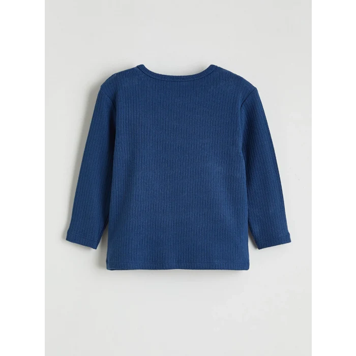 LCW baby Ekru Bisiklet Yaka Çizgili Erkek Bebek Tişört 2li