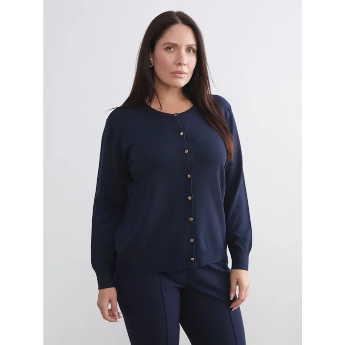 LCWAIKIKI Classic Lacivert Bisiklet Yaka Kadın Triko Hırka