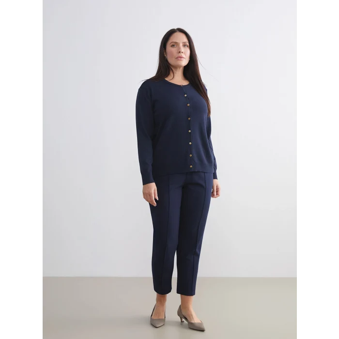 LCWAIKIKI Classic Lacivert Bisiklet Yaka Kadın Triko Hırka