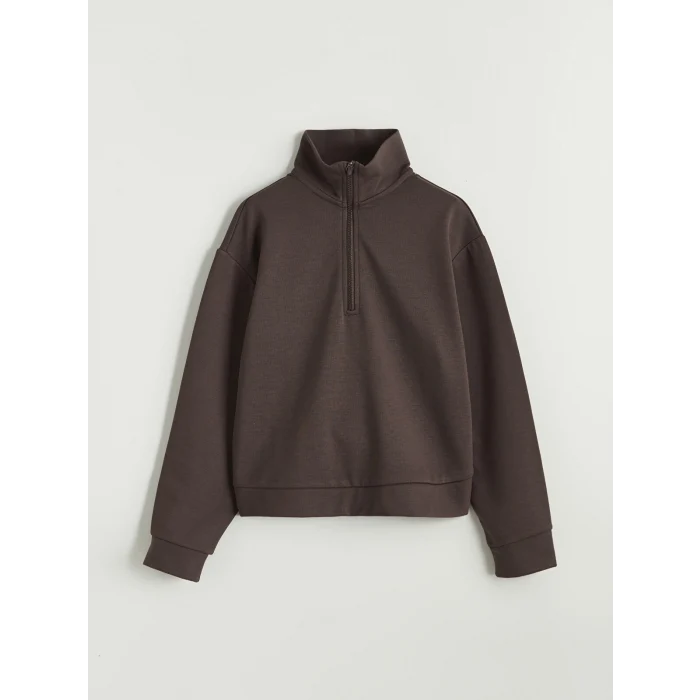 LCW Kids Kahverengi Dik Yaka Kız Çocuk Soft Touch Eşofman Takımı