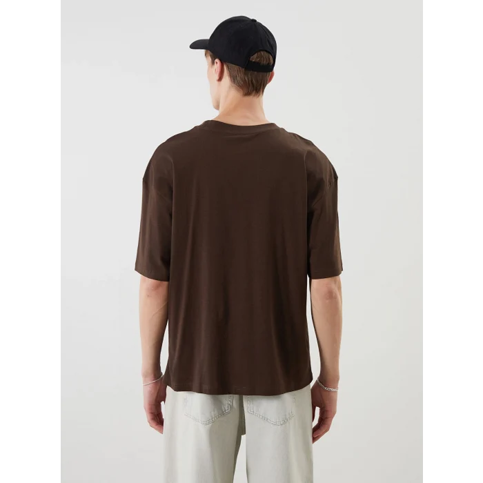 XSIDE Kahverengi Bisiklet Yaka Baskılı Penye Erkek Tişört