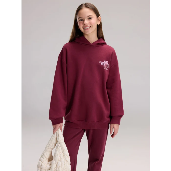 LCW Kids Mürdüm Kapüşonlu Kız Çocuk Kalın Sweatshirt