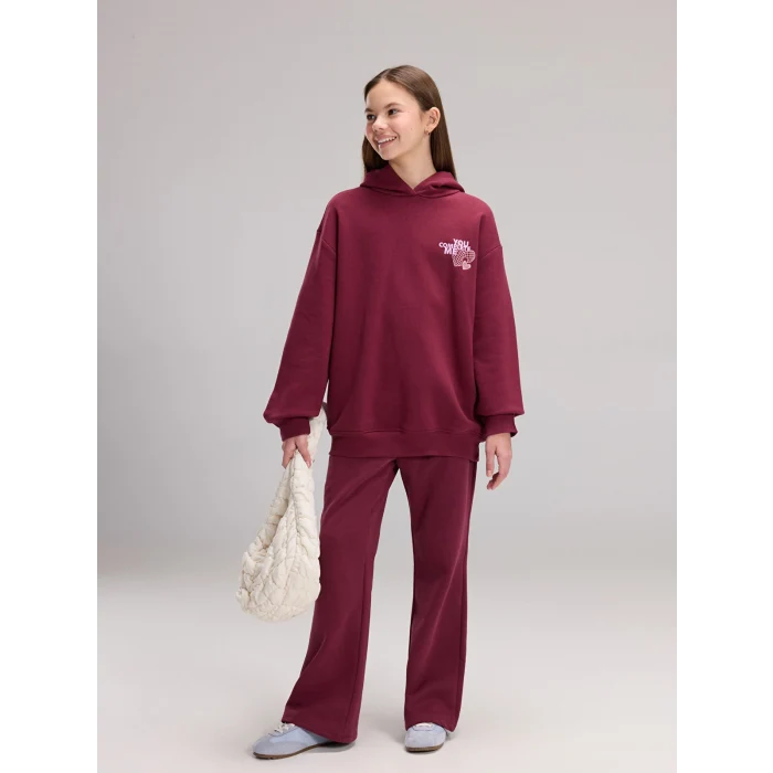 LCW Kids Mürdüm Kapüşonlu Kız Çocuk Kalın Sweatshirt