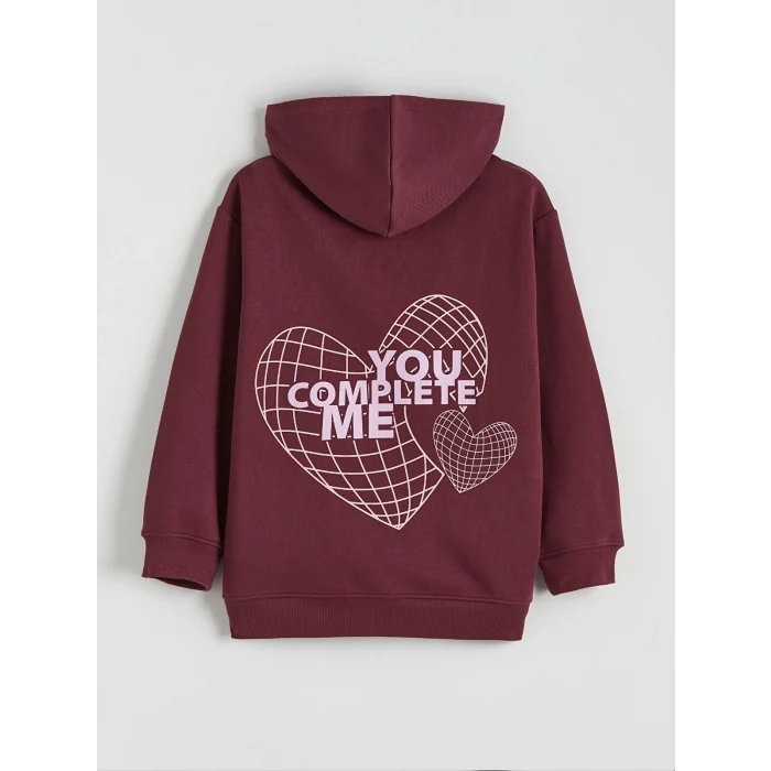 LCW Kids Mürdüm Kapüşonlu Kız Çocuk Kalın Sweatshirt