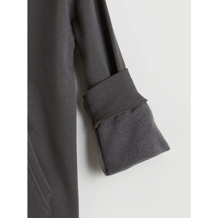 LCW Kids Antrasit Kapüşonlu Erkek Çocuk Fermuarlı Sweatshirt