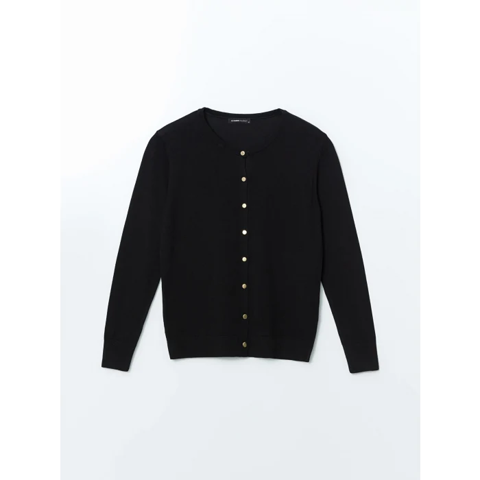 LCWAIKIKI Classic Siyah Bisiklet Yaka Kadın Triko Hırka