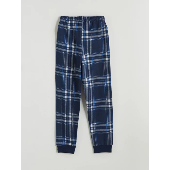 LCW Kids Gri Bisiklet Yaka Baskılı Erkek Çocuk Pijama Takım