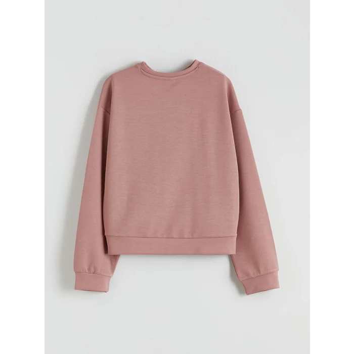LCW Kids Pembe Bisiklet Yaka Kız Çocuk Soft Touch Sweatshirt ve Eşofman Altı