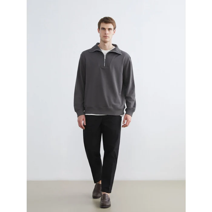 LCW Vision Antrasit Fermuarlı Dik Yaka Erkek Sweatshirt