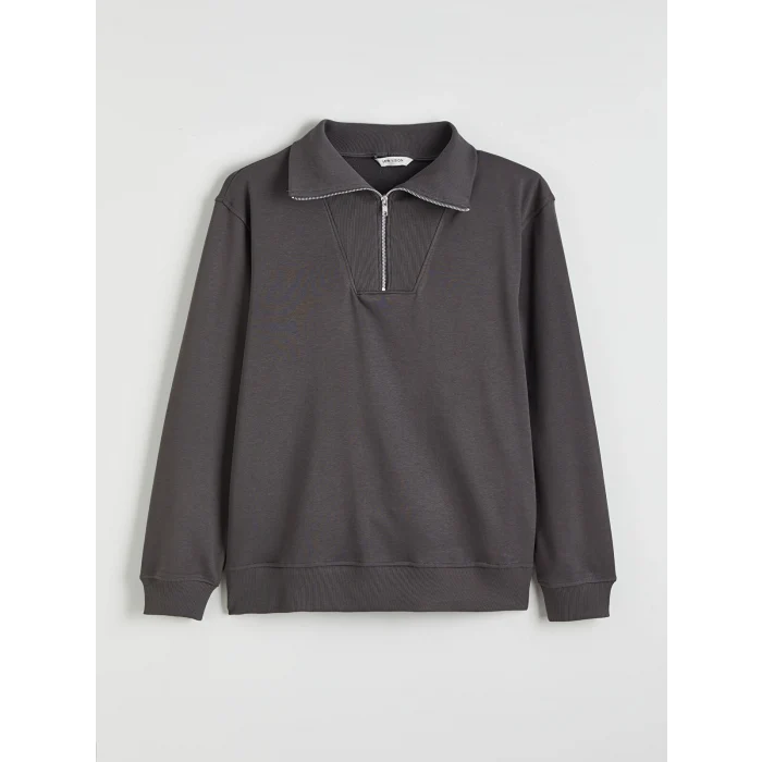 LCW Vision Antrasit Fermuarlı Dik Yaka Erkek Sweatshirt