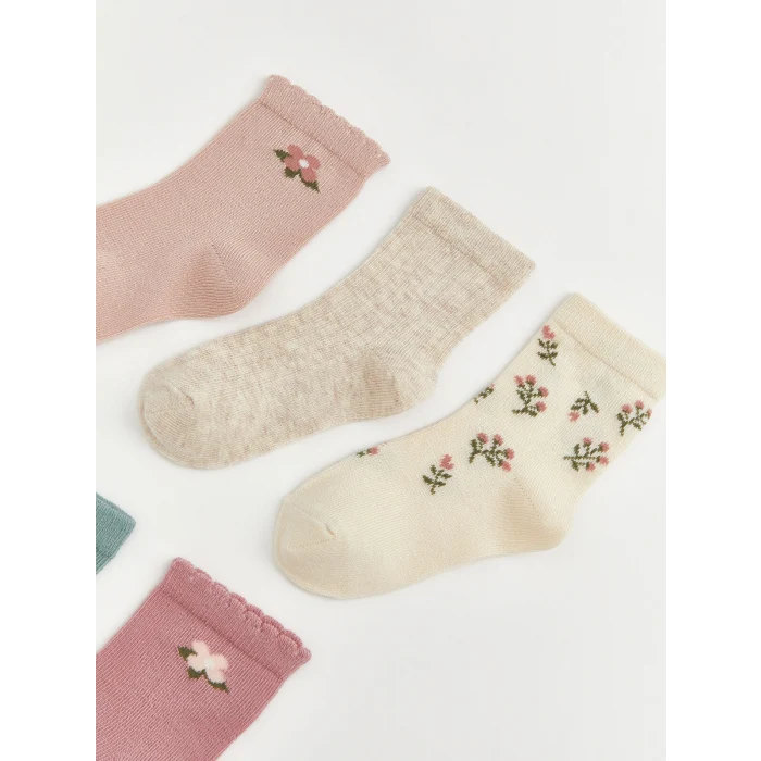 LCW baby Pembe Desenli Kız Bebek Soket Çorap 5li