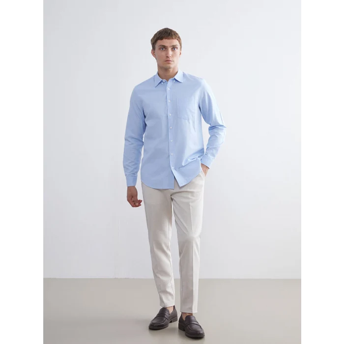 LCWAIKIKI Classic Mavi Regular Fit Uzun Kollu Oxford Erkek Gömlek