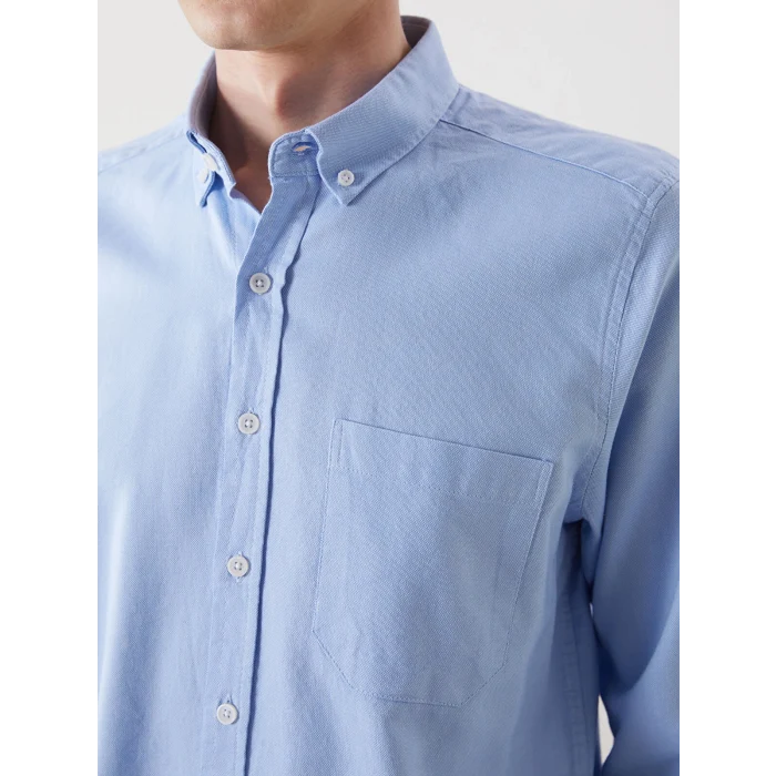 LCWAIKIKI Classic Mavi Regular Fit Uzun Kollu Oxford Erkek Gömlek