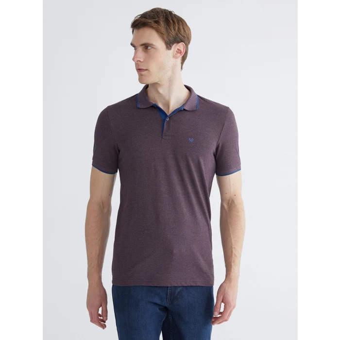 LCWAIKIKI Classic Mor Polo Yaka Düz Erkek Tişört
