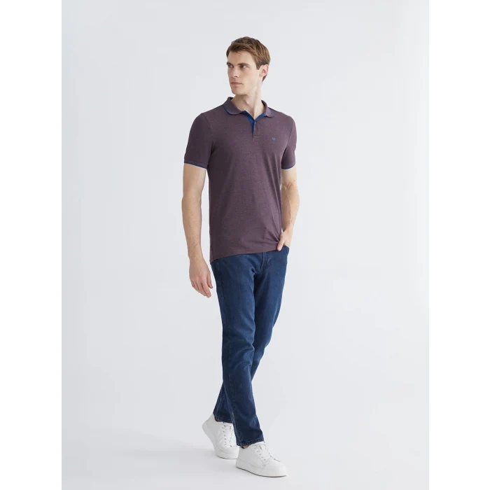 LCWAIKIKI Classic Mor Polo Yaka Düz Erkek Tişört