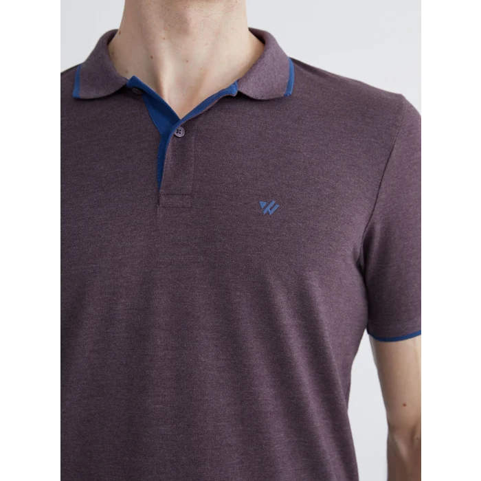 LCWAIKIKI Classic Mor Polo Yaka Düz Erkek Tişört
