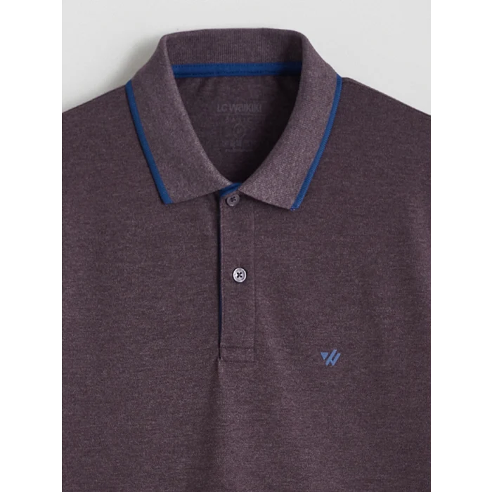 LCWAIKIKI Classic Mor Polo Yaka Düz Erkek Tişört