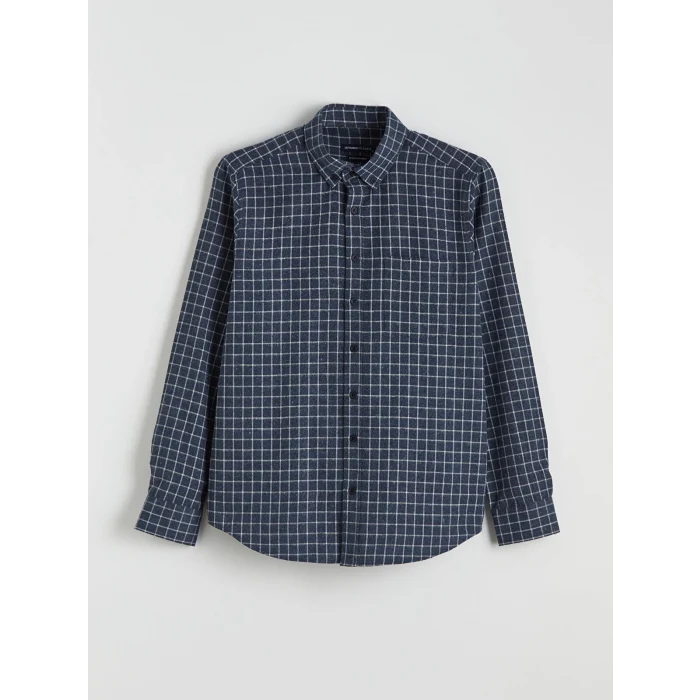 LCWAIKIKI Classic İndigo Regular Fit Ekose Erkek Gömlek