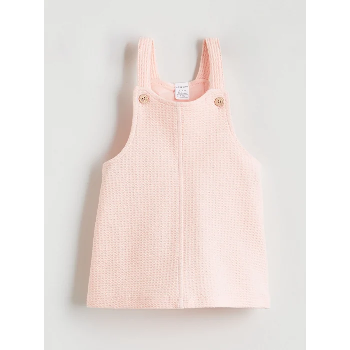 LCW baby Pembe Bebe Yaka Çiçekli Kız Bebek Salopet Elbise