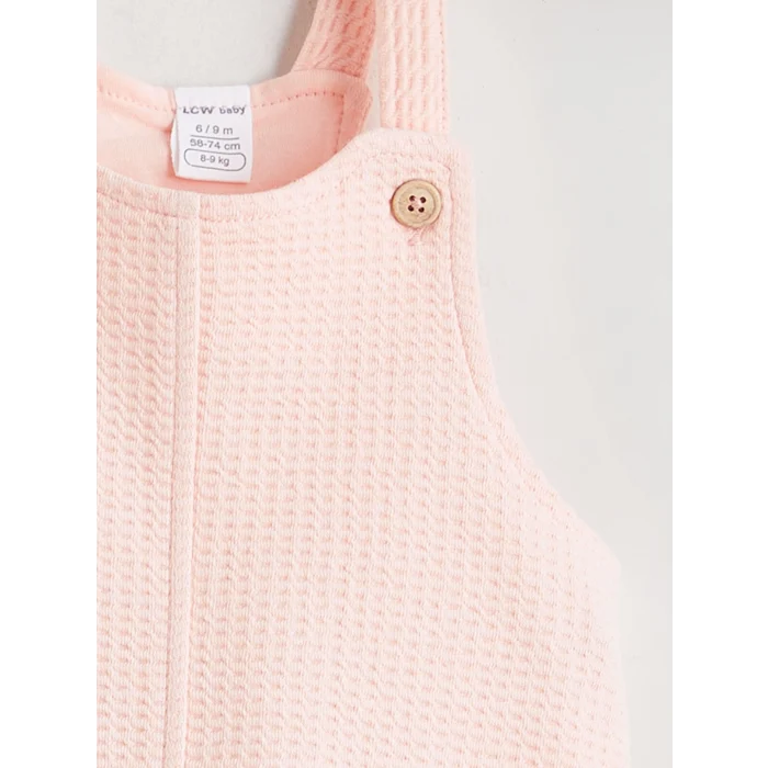 LCW baby Pembe Bebe Yaka Çiçekli Kız Bebek Salopet Elbise