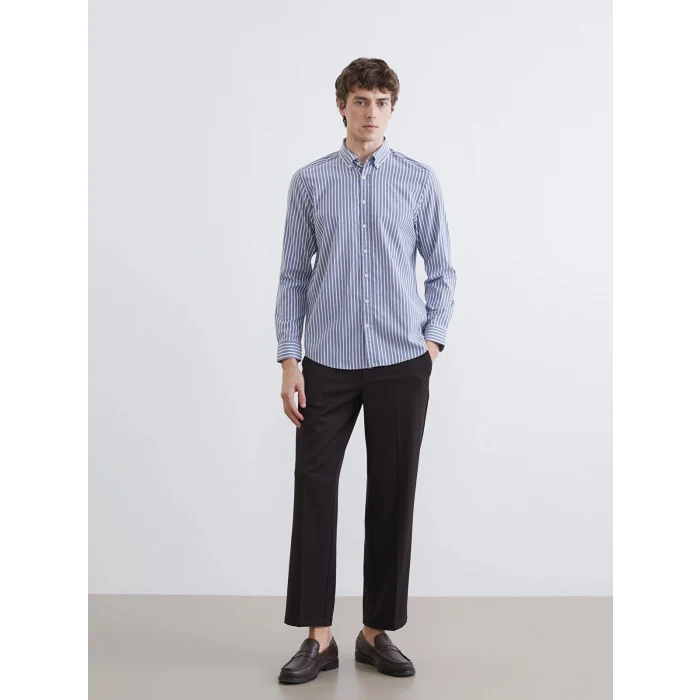 SOUTHBLUE Lacivert Regular Fit Uzun Kollu Çizgili Erkek Gömlek