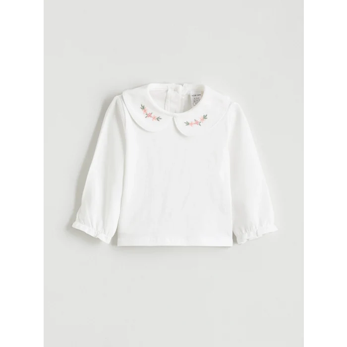 LCW baby Pembe Bebe Yaka Çiçekli Kız Bebek Salopet Elbise