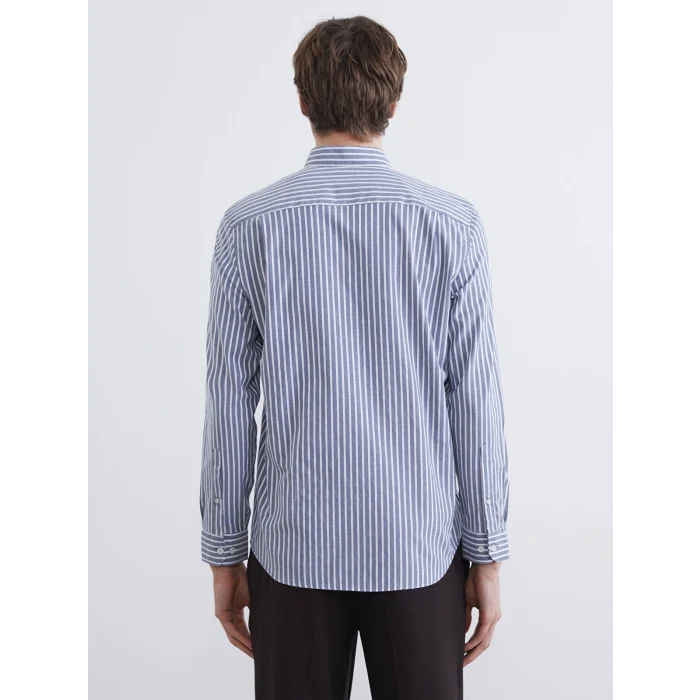 SOUTHBLUE Lacivert Regular Fit Uzun Kollu Çizgili Erkek Gömlek