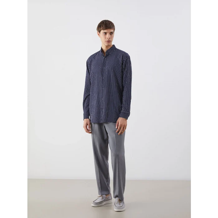 LCW Vision Lacivert Slim Fit Çizgili Erkek Gömlek